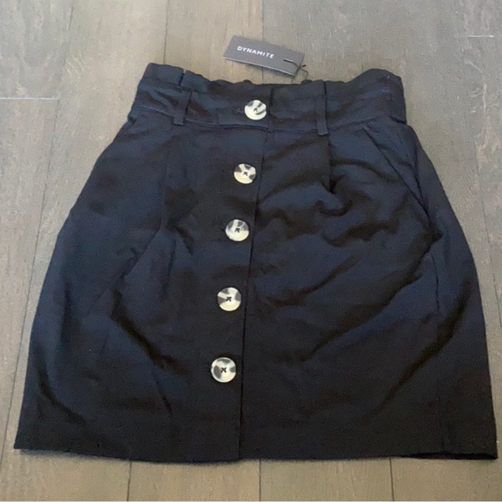 Dynamite Black Mini Skirt with Button Detail
